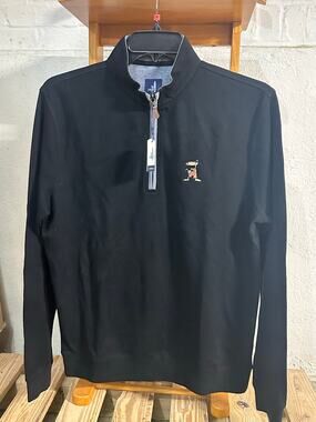 Johnnie-O Mens M 1/4 Zip Pullover Black Surf Dog Performance Jacket New w Tags